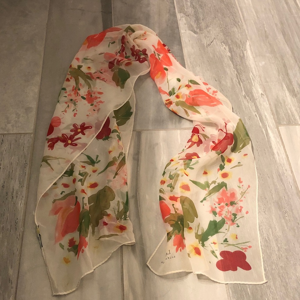 Lauren Ralph Lauren Floral Scarf - Red, Green, Orange - Picture 6 of 6